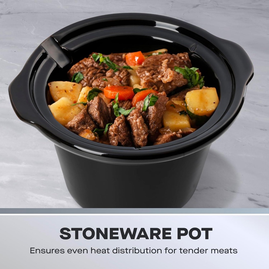 1.5L Slow Cooker Stainless Steel Small Slow Cooker Glass Lid 3 Heat Settings New