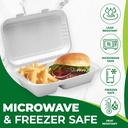 100 PACK  2 Compartment Bagasse Clamshell Takeaway Boxes