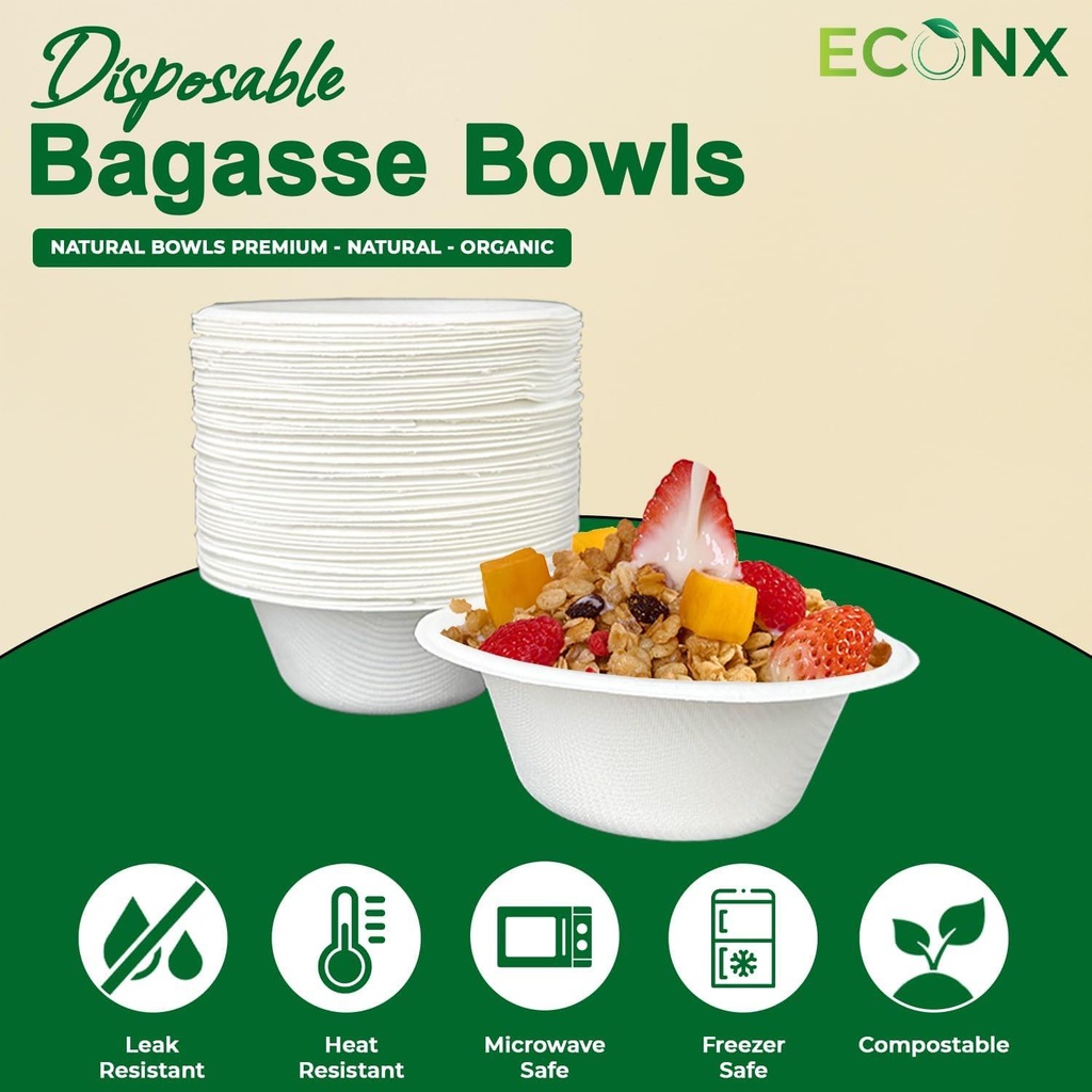 100 X 6oz 180ml Bowl   Bagasse