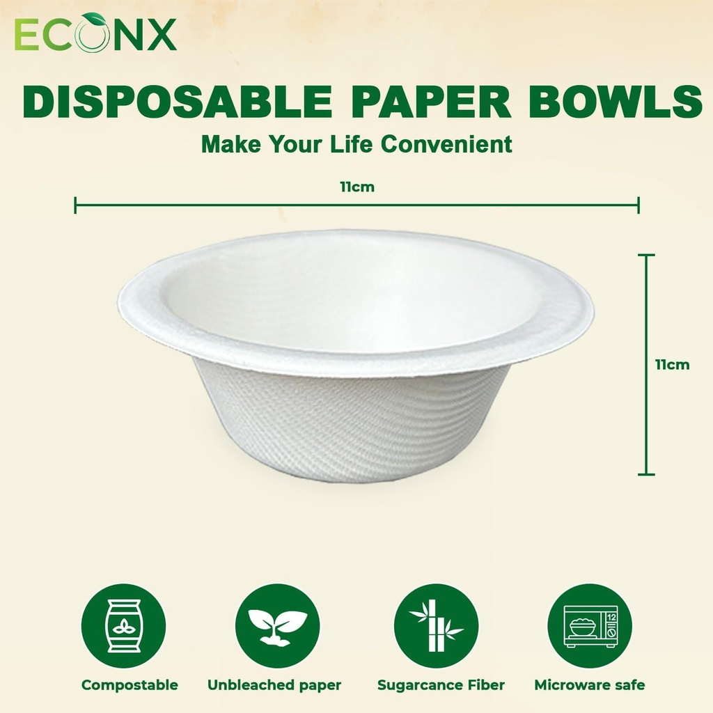 100 X 6oz 180ml Bowl   Bagasse