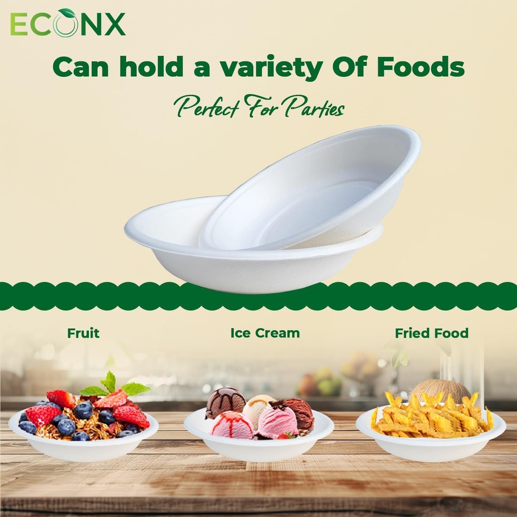 100 pcs Disposable Paper Bowls 24oz Eco-Friendly Sugarcane