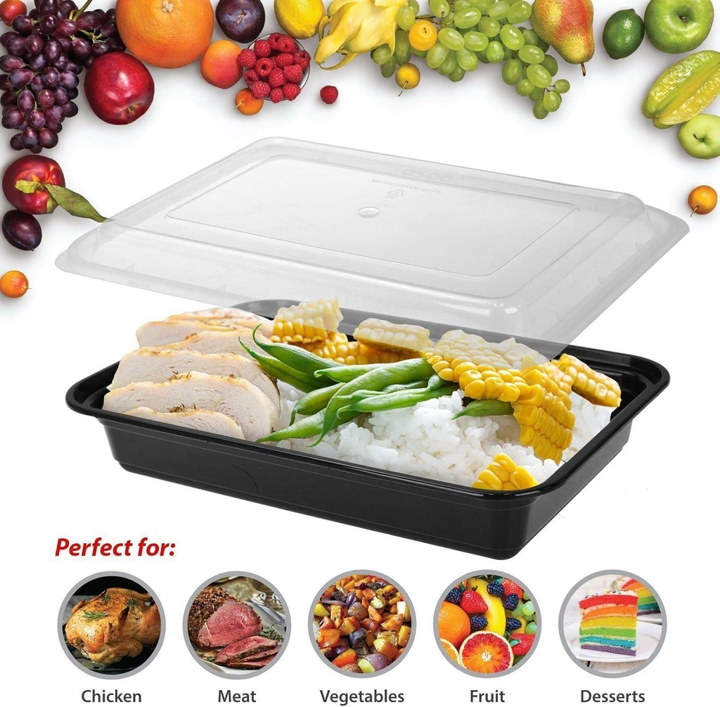 1 Compartment Meal Prep Containers 32oz Pack of 50
