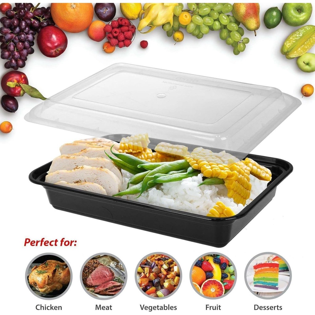 1 Compartment Meal Prep Containers 38oz Pack of 30