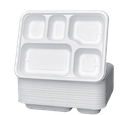 100 X BAGASSE 5 Compartment FOOD PLAT TRAY - 27 X 22CM