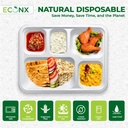 100 X BAGASSE 5 Compartment FOOD PLAT TRAY - 27 X 22CM