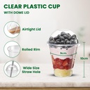 100 X Clear Smoothie Cup PET (342ml/12oz) With CLEAR DOME LID WITH HOLE-98mm