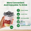 100 X Clear Smoothie Cup PET (342ml/12oz) With CLEAR DOME LID WITH HOLE-98mm