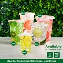 100 X Clear Smoothie Cup PET 342ml/12oz with Clear Flat Lid (98mm)