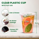 100 x 295ML/10Oz with Clear Flat Lid for Smoothie Cup PET (78mm)
