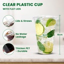 100 x 591ML/20oz with Clear Flat Lid for Smoothie Cup PET (98mm)