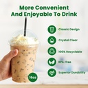 100 x HRD-CLEAR SMOOTHIE CUP-473ML/16Oz With CLEAR DOME LID WITH HOLE-98mm