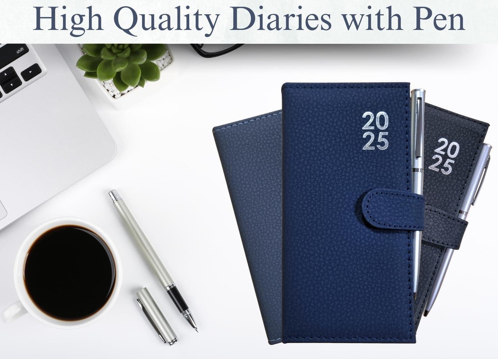 2025 Week To View Premium Padded Slim Pocket Diary Stud Close Diary With Pen