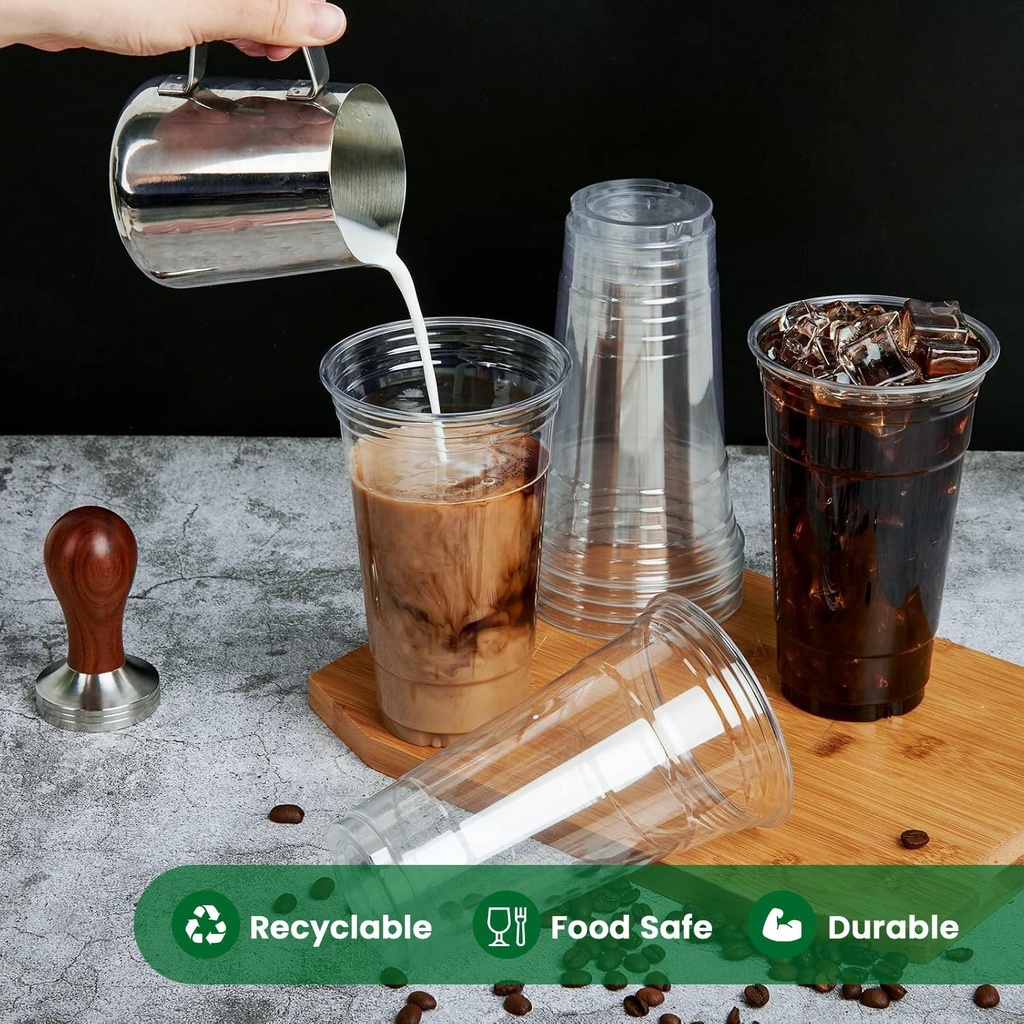 100 x HRD-CLEAR SMOOTHIE CUP-591ML/20oz With CLEAR DOME LID WITH HOLE-98mm