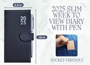 2025 Week To View Premium Padded Slim Pocket Diary Stud Close Diary With Pen