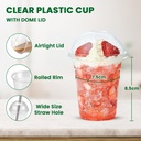 100 x HRD-CLESR SMOOTHIE CUP -240ml/8oz With CLEAR DOME LID WITH HOLE-78mm