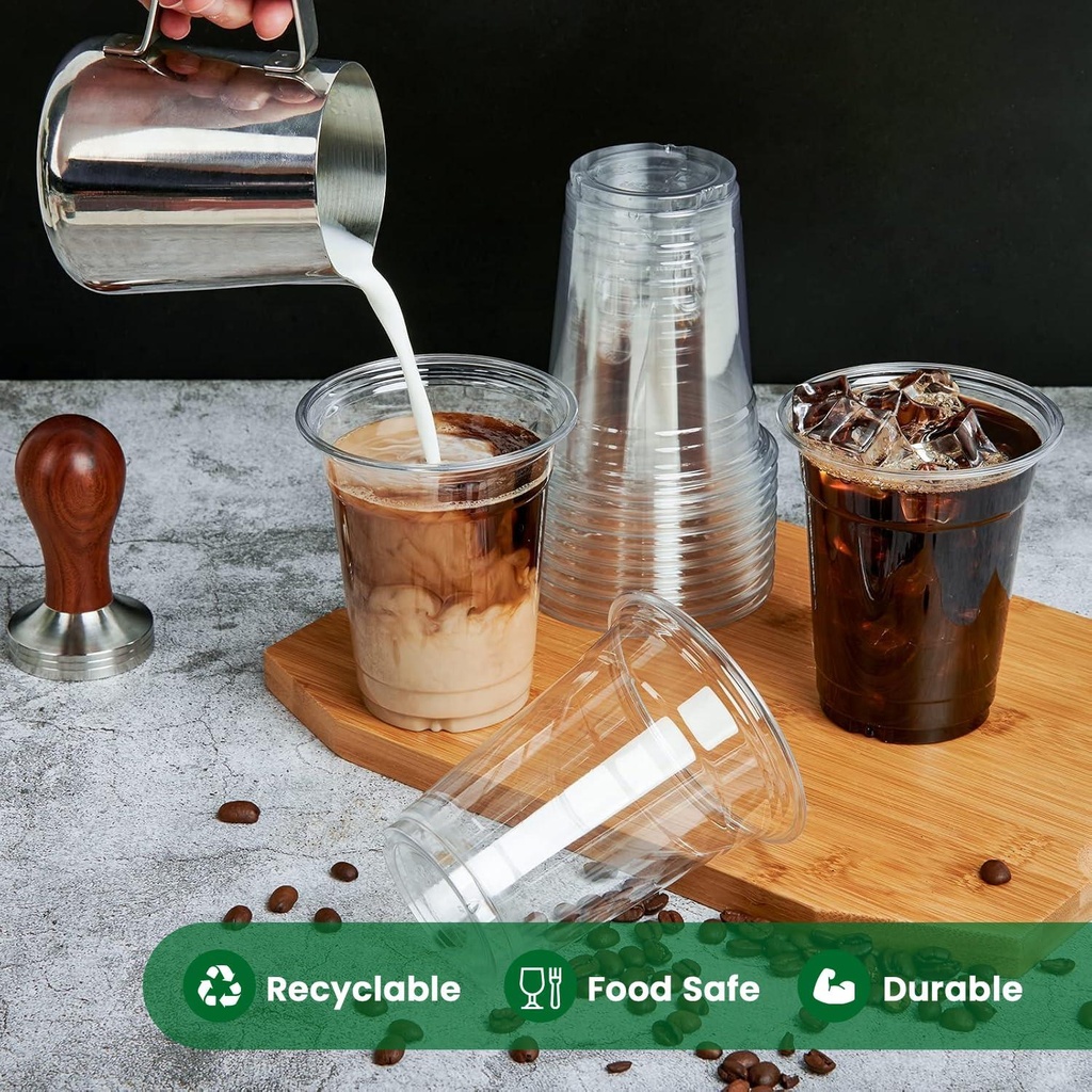 100 x HRD-CLESR SMOOTHIE CUP -240ml/8oz With CLEAR DOME LID WITH HOLE-78mm