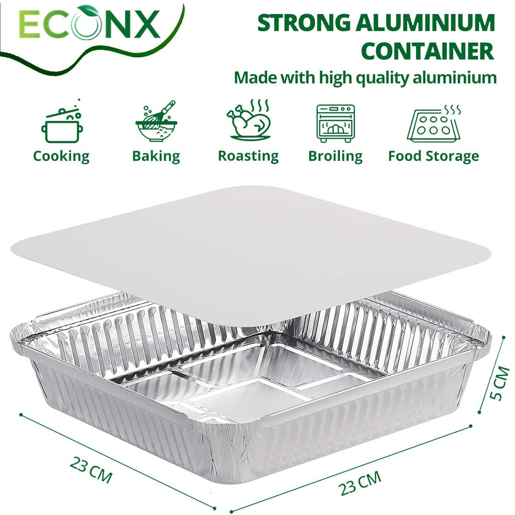 100 x HRD-Foil Food Container No.9-Deep-230*230*50mm Pack of 100