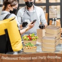 100 PK 1000 ML PP Lids Kraft Paper Disposable Food Container