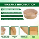 1000ML KRAFT SALAD BOWL WITH LID - 35 Oz 50pack