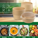 1000ML KRAFT SALAD BOWL WITH LID - 35 Oz 50pack