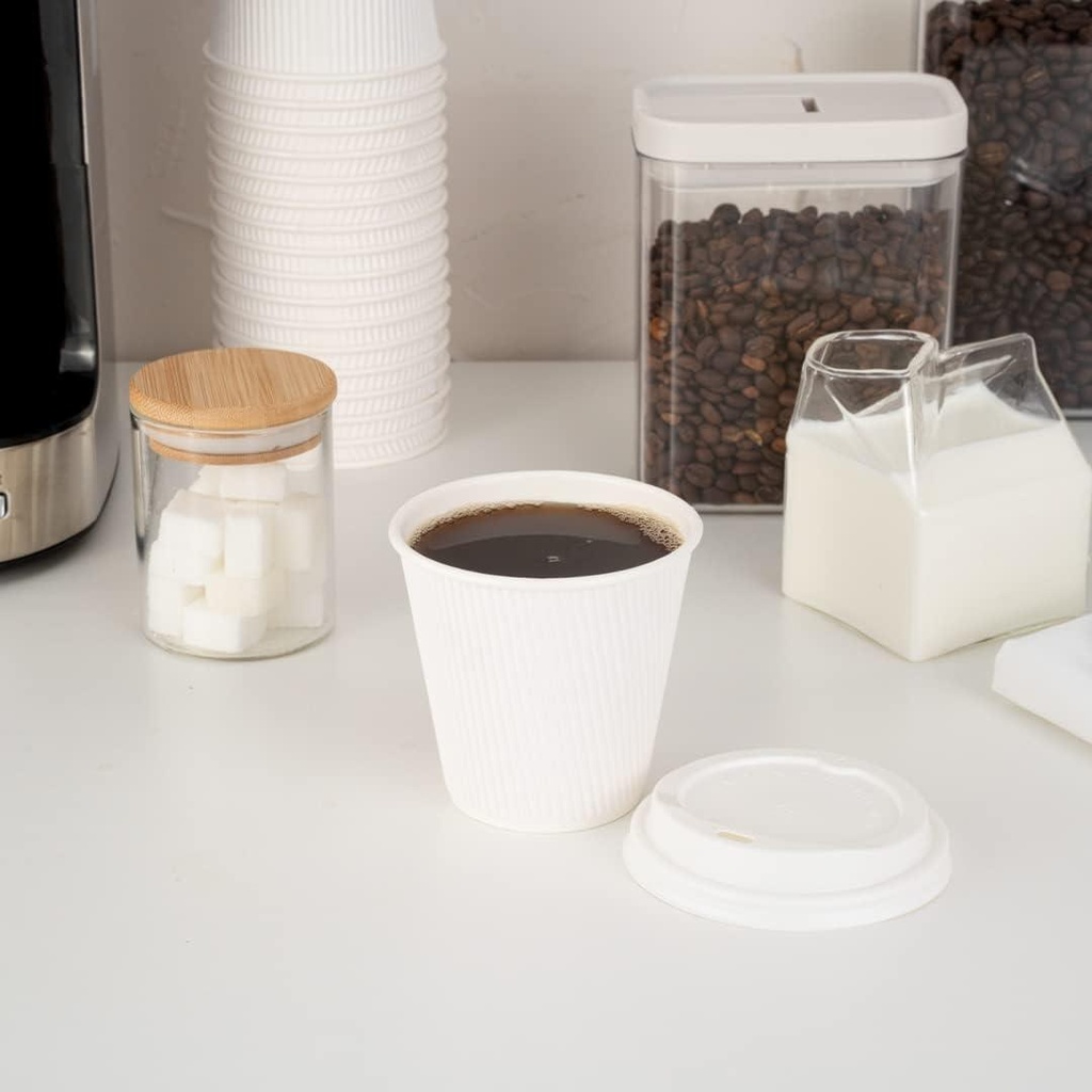 100 White 12OZ Ripple Hot Drink Paper Cups