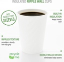 100 White 12OZ Ripple Hot Drink Paper Cups
