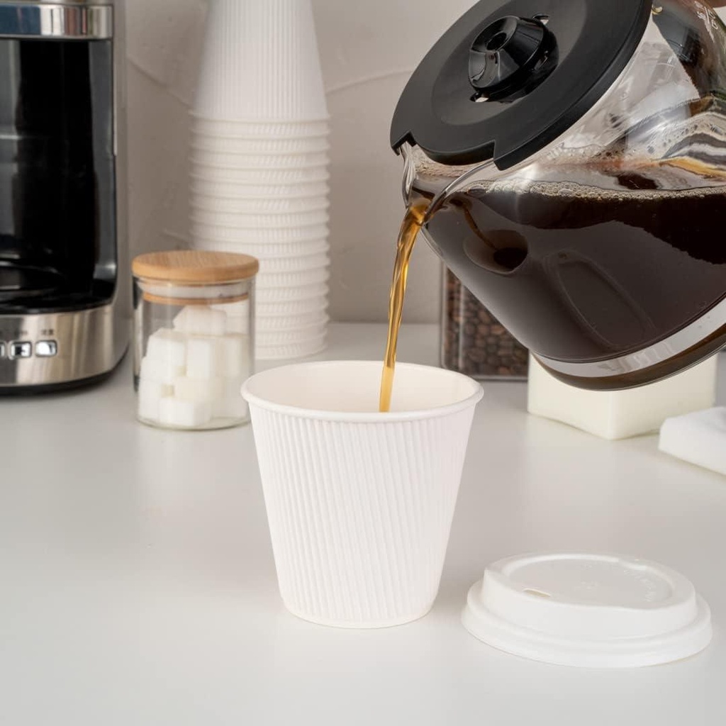 100 White 12OZ Ripple Hot Drink Paper Cups