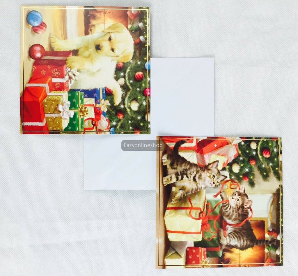 12 Puppy & Kitten Christmas Cards