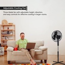 10 x MantraRaj Black Pedestal Standing Floor Fan 16 Inch 3 Speed Settings Safety Mesh Grill Oscillating Pedestal Fan Adjustable Height Tilting Head Standing Fan Ideal for Home Office Air Cooling Fan (10)