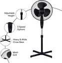 10 x MantraRaj Black Pedestal Standing Floor Fan 16 Inch 3 Speed Settings Safety Mesh Grill Oscillating Pedestal Fan Adjustable Height Tilting Head Standing Fan Ideal for Home Office Air Cooling Fan (10)