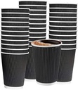 100 X 16OZ BLACK RIPPLE WALL PAPER CUP DISPOSABLE KRAFT 3 PLY
