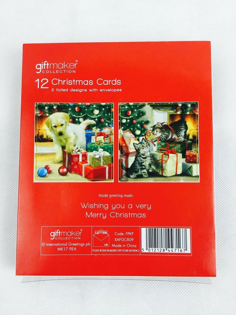 12 Puppy & Kitten Christmas Cards