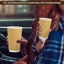 100 X 16OZ RIPPLE WALL PAPER CUP DISPOSABLE KRAFT 3 PLY