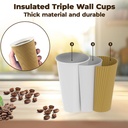 100 X 16OZ RIPPLE WALL PAPER CUP DISPOSABLE KRAFT 3 PLY