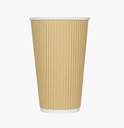1000 X 16OZ RIPPLE WALL PAPER CUP DISPOSABLE KRAFT 3 PLY
