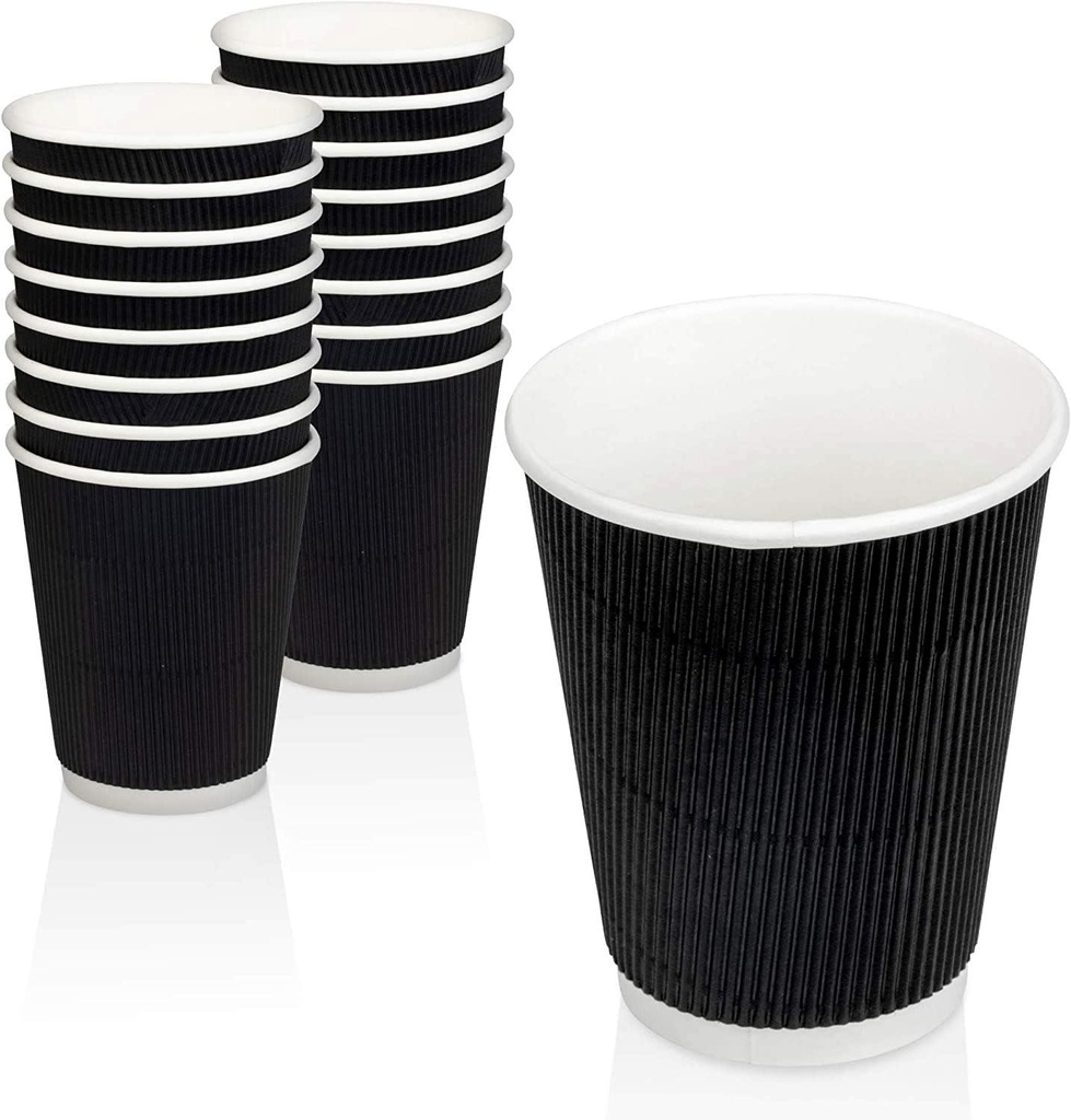 100 X 4OZ BLACK RIPPLE WALL PAPER CUP DISPOSABLE KRAFT 3 PLY