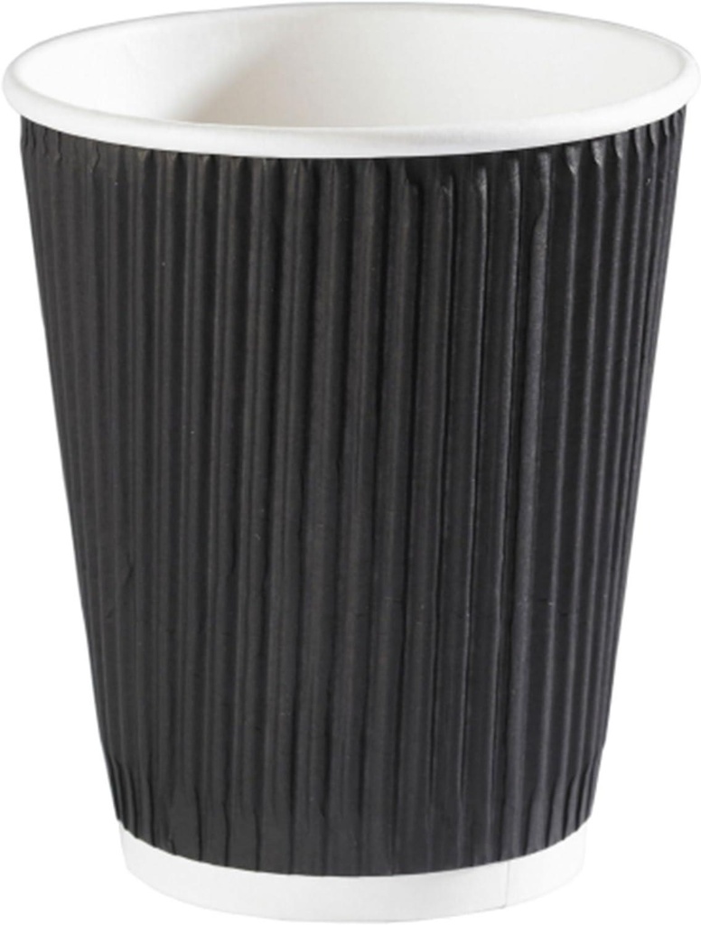 100 X 4OZ BLACK RIPPLE WALL PAPER CUP DISPOSABLE KRAFT 3 PLY