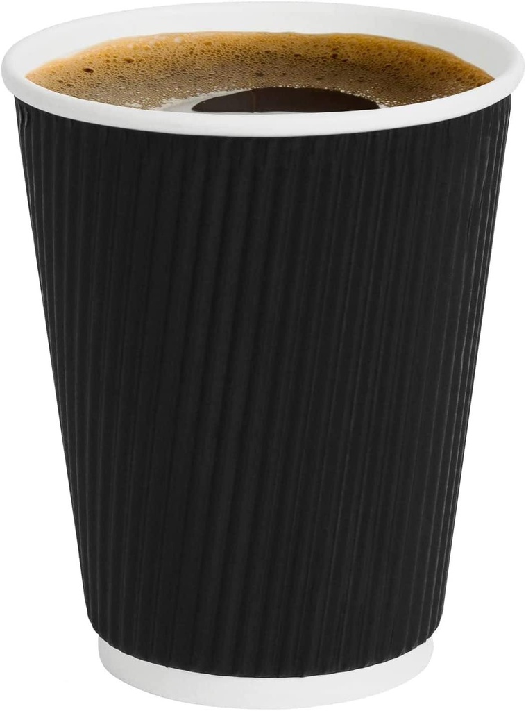 100 X 4OZ BLACK RIPPLE WALL PAPER CUP DISPOSABLE KRAFT 3 PLY