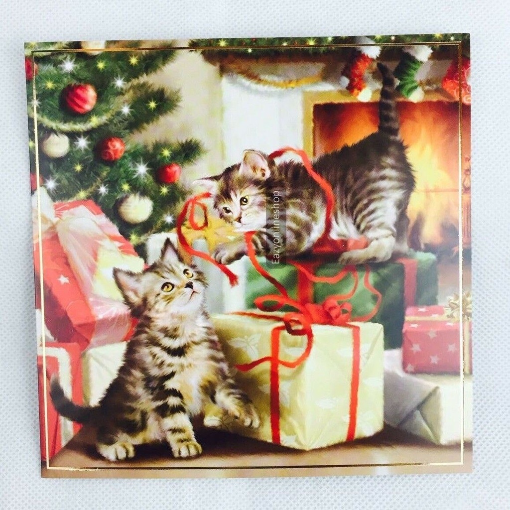 12 Puppy & Kitten Christmas Cards
