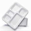 100 X 5 Compartment Deep Rectangle Bagasse Plates