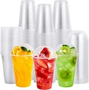 100 X 16Oz Clear Plastic Smoothie Cups With Dome Lids
