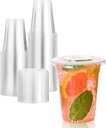 100 X 10Oz Clear Plastic Smoothie Cups With Flat Lids