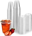 100 X 8Oz Clear Plastic Smoothie Cups With Flat Lids