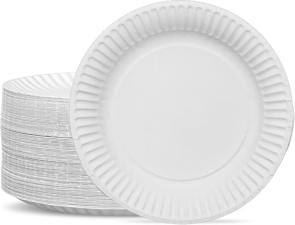 100 X 9" White Round Paper Plates