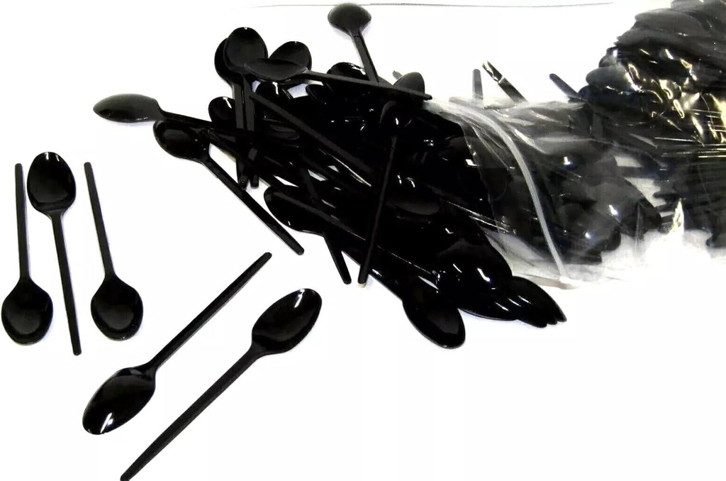 1000 X Black Plastic Spoon