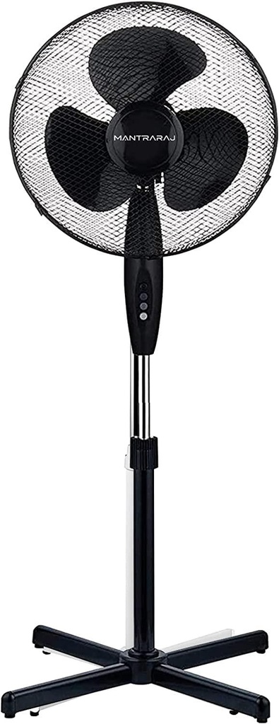 10 x MantraRaj Black Pedestal Standing Floor Fan 16 Inch 3 Speed Settings Safety Mesh Grill Oscillating Pedestal Fan Adjustable Height Tilting Head Standing Fan Ideal for Home Office Air Cooling Fan (10)