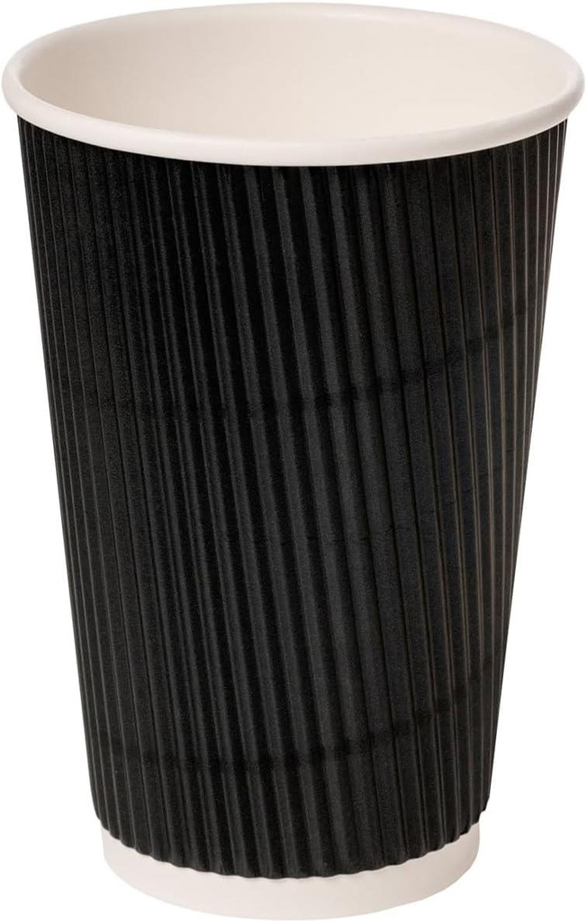 100 X 16OZ BLACK RIPPLE WALL PAPER CUP DISPOSABLE KRAFT 3 PLY