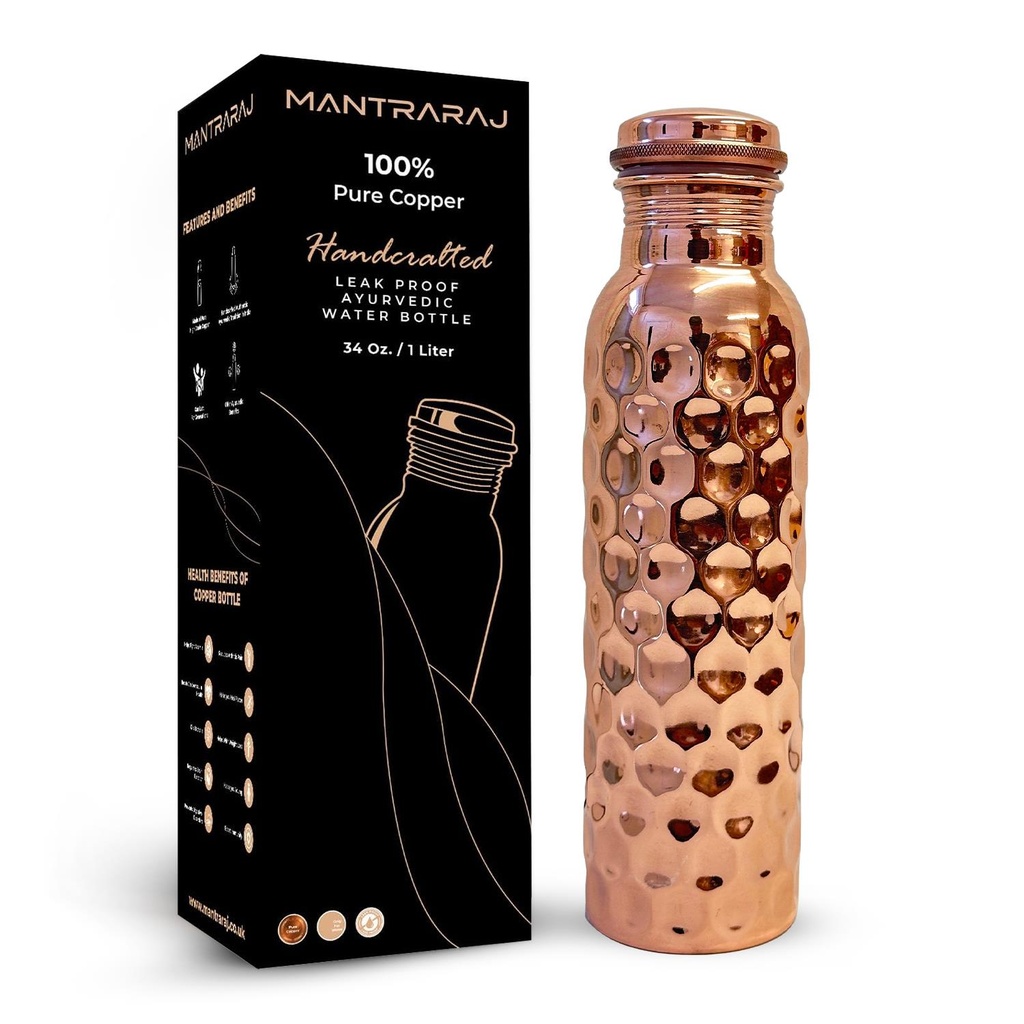 1 Liter Copper Water Bottle - Diamond