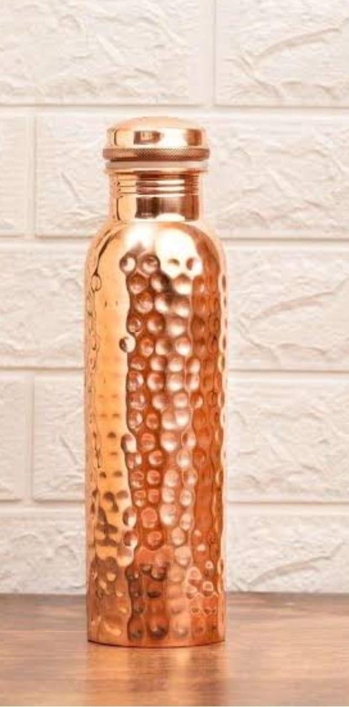 100% Pure Copper Water Bottle 1 Liter 34oz Ayurvedic Bottle Leak Proof