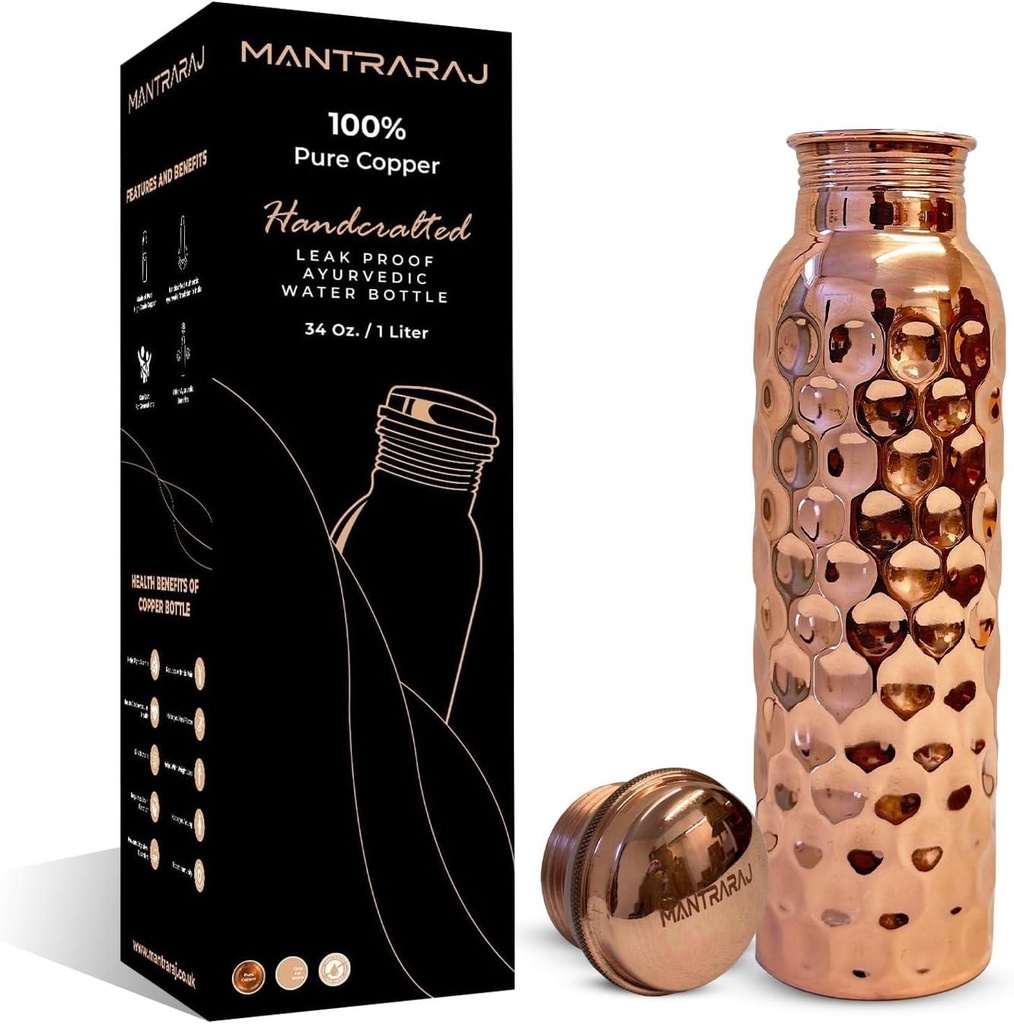 1 Liter Copper Water Bottle - Diamond
